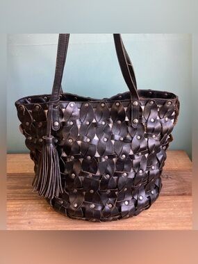 Patricia Nash Twisted Braid Mizzana Woven Italian Leather Tote Bag